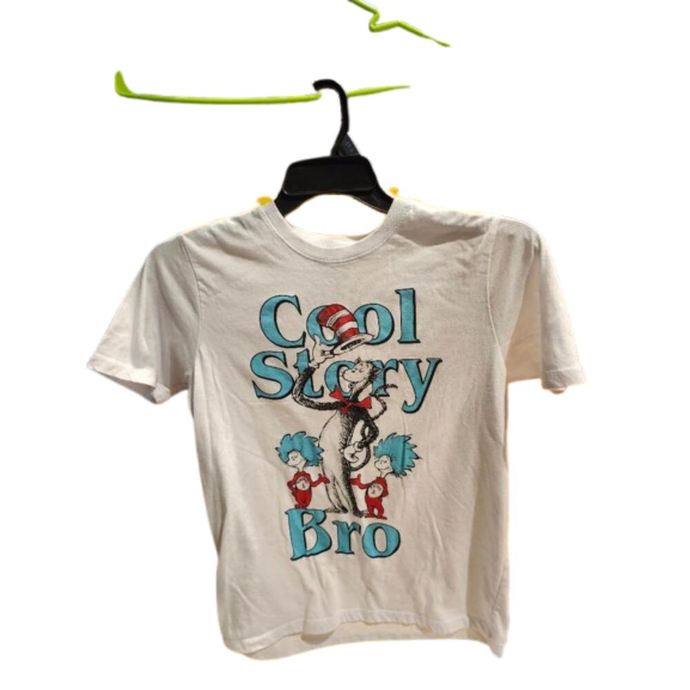 T5 Dr Seuss Cat In The Hat "Cool Story Bro" T Shirt Boys/ Girls (XXL 18)